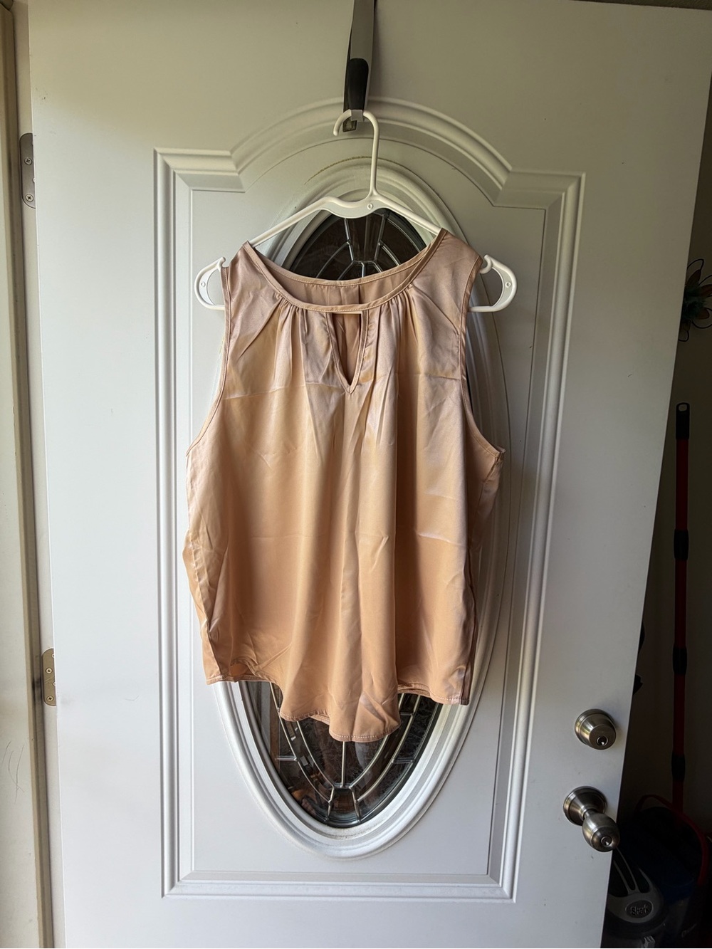 Sleeveless Satin Blouse in Blush Pink